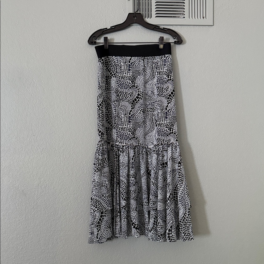 Cinq à Sept Black, Blue and White Lace Maxi Skirt